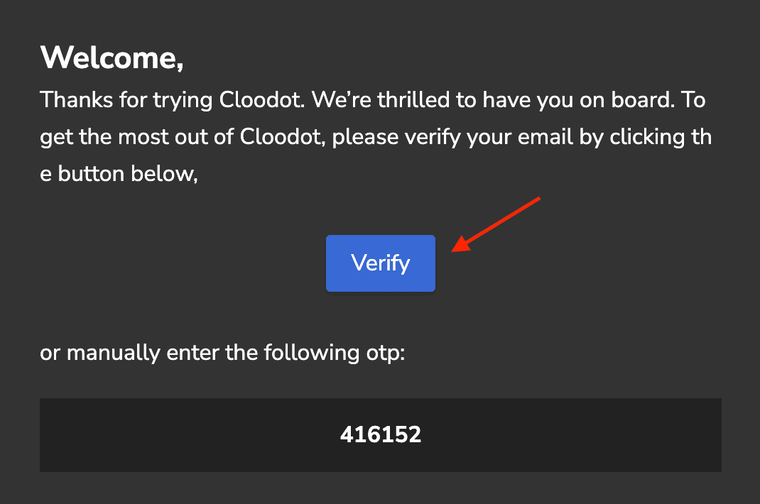 Verification mail with OTP